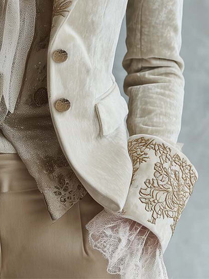 Vivienne | Ivory Embroidered Tailored Blazer