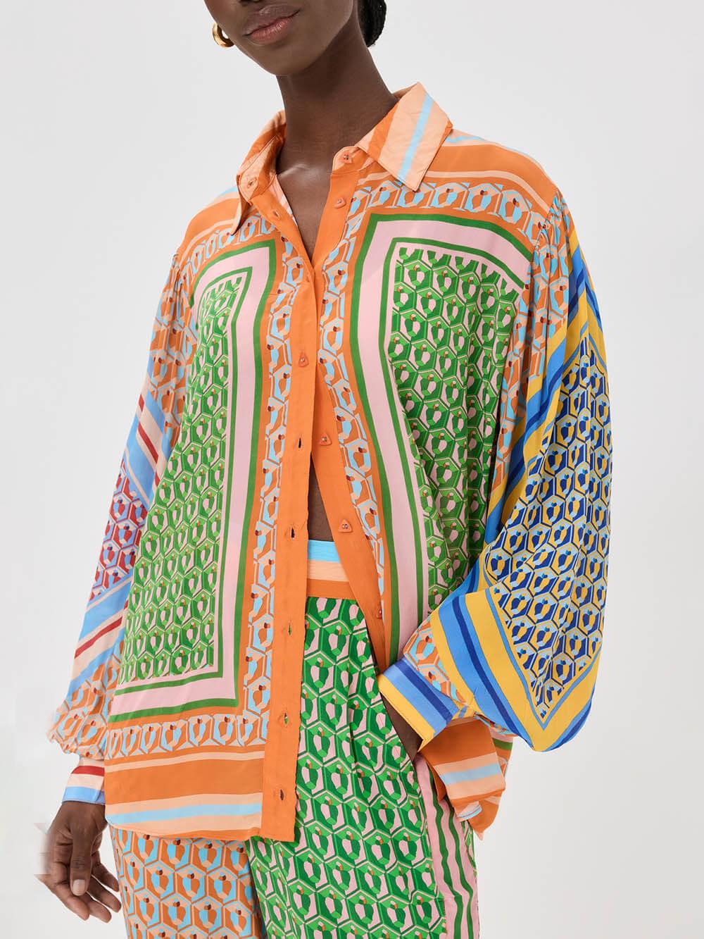 Josephine | Colorful Tropical Print Shirt