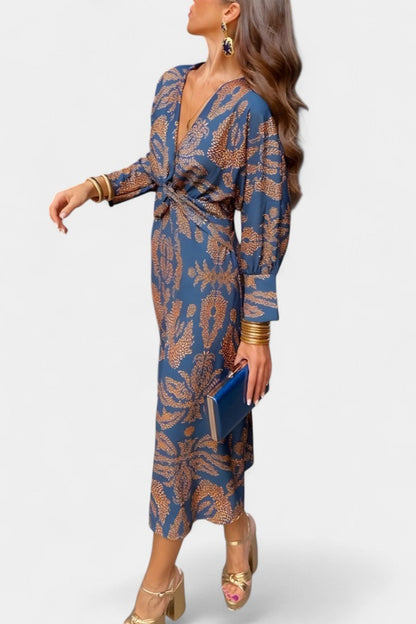 Ema | V-Neck Front-Knot Maxi Dress