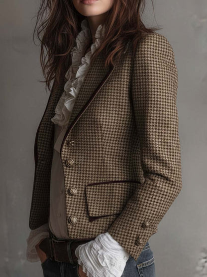 Serena | Vintage Houndstooth Tailored Blazer