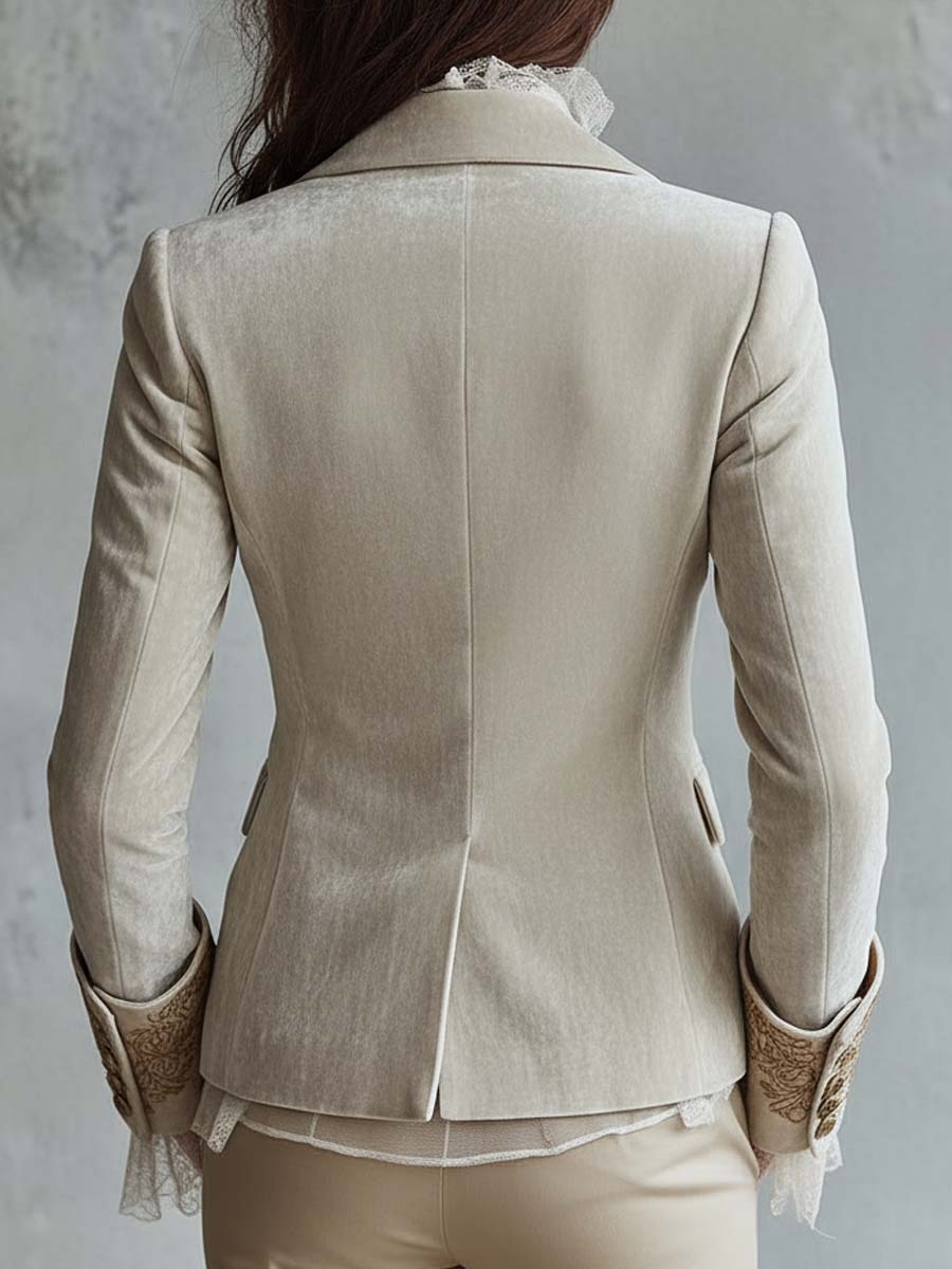 Vivienne | Ivory Embroidered Tailored Blazer
