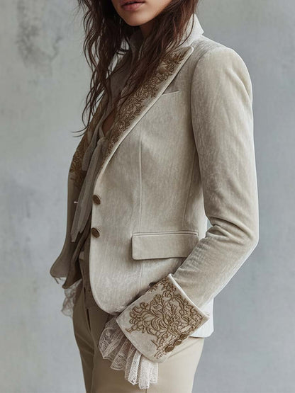 Vivienne | Ivory Embroidered Tailored Blazer