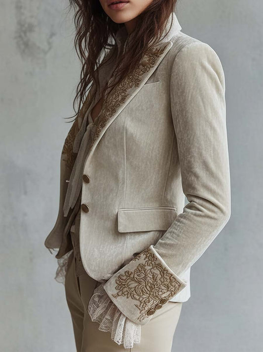 Vivienne | Ivory Embroidered Tailored Blazer