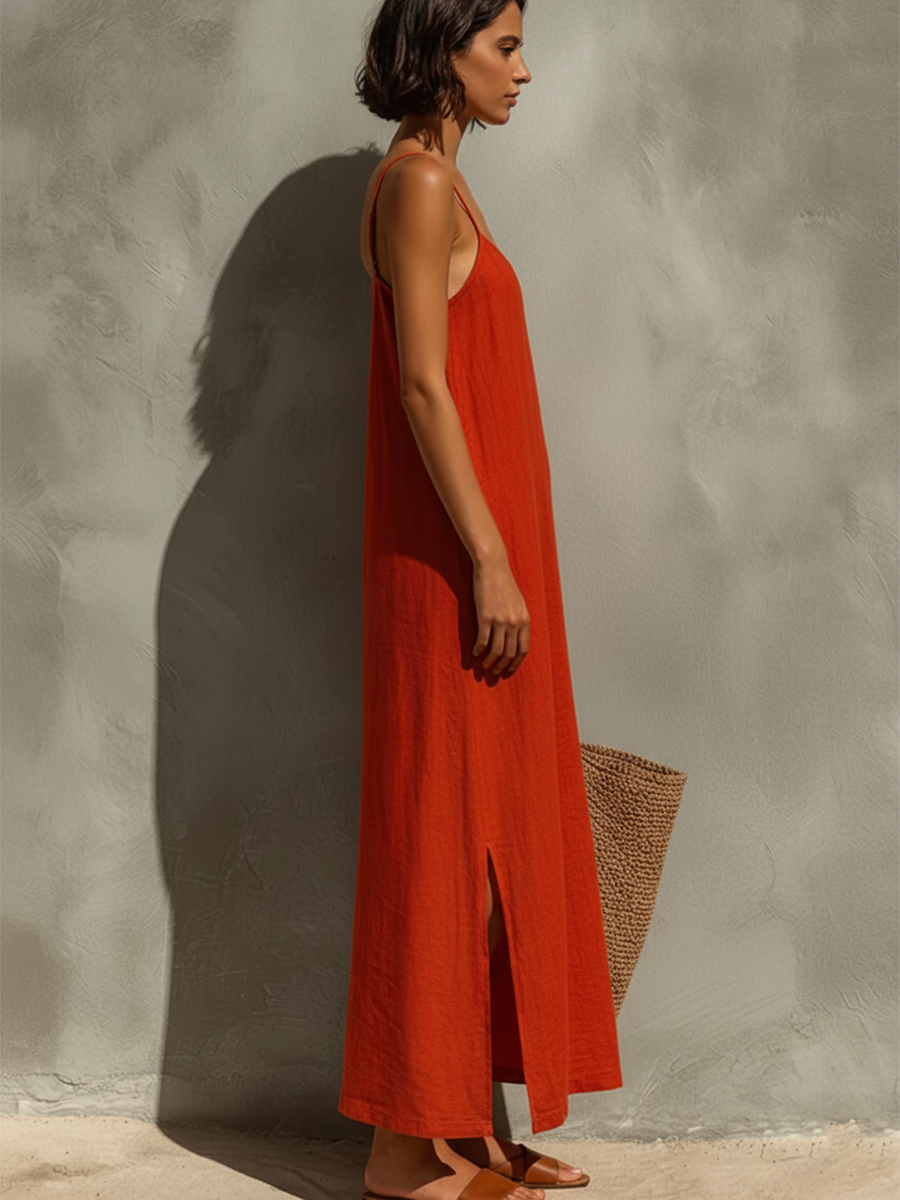 Square-Neck Spaghetti Strap Dress