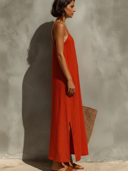 Square-Neck Spaghetti Strap Dress