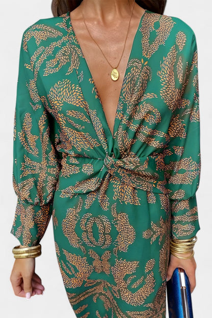 Ema | V-Neck Front-Knot Maxi Dress