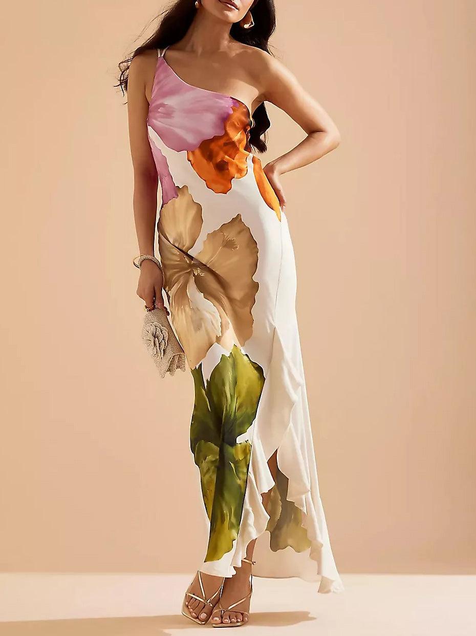 Kira | Resort Vibes Floral One-Shoulder Maxi Dress