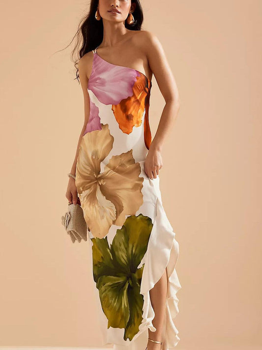 Kira | Resort Vibes Floral One-Shoulder Maxi Dress