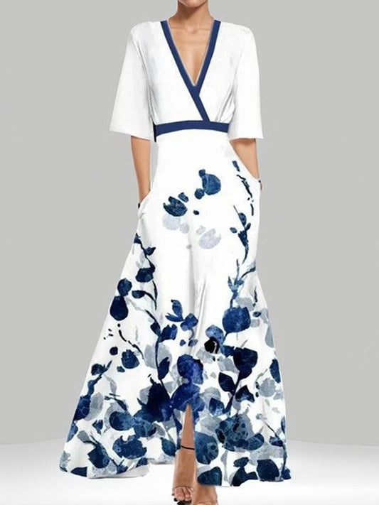 Lea | Seaside Glam Mid-Sleeve Maxi Dress