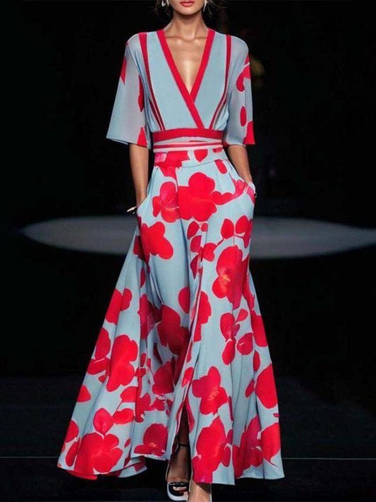 Lea | Seaside Glam Mid-Sleeve Maxi Dress