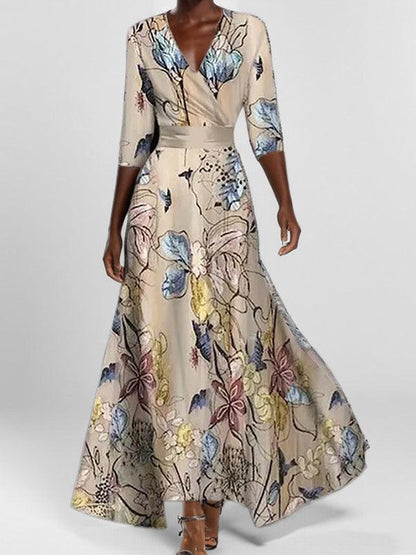 Lea | Seaside Glam Mid-Sleeve Maxi Dress