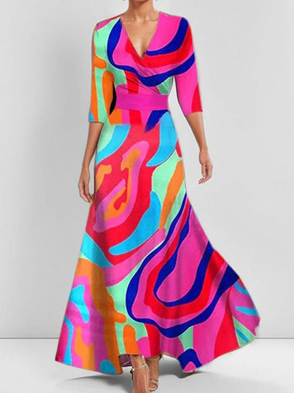 Lea | Seaside Glam Mid-Sleeve Maxi Dress