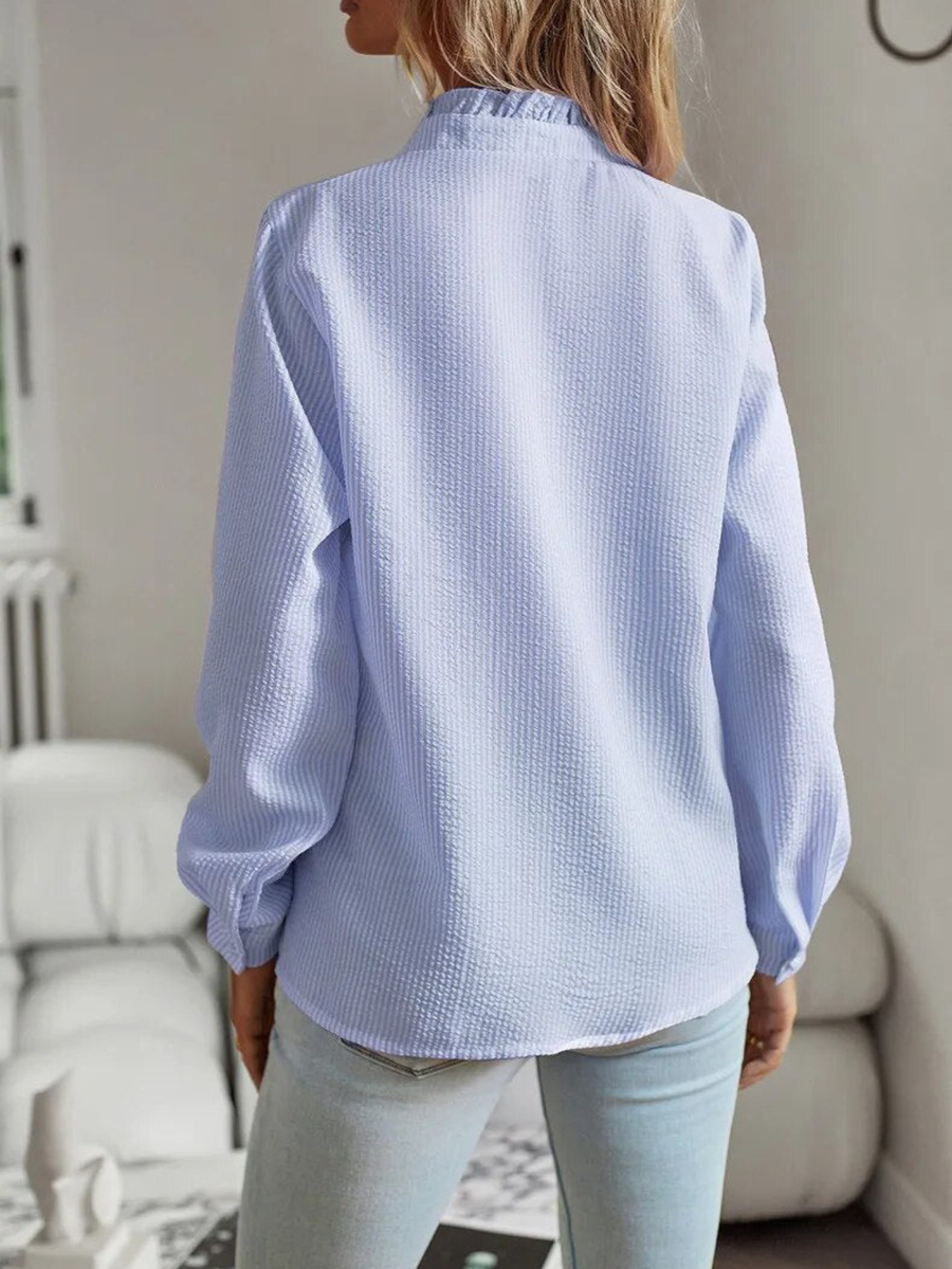 Angela | Ruffle Front Button Blouse