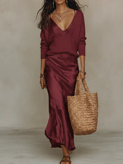 Anais | Elegant Satin Midi Dress