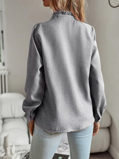 Angela | Ruffle Front Button Blouse