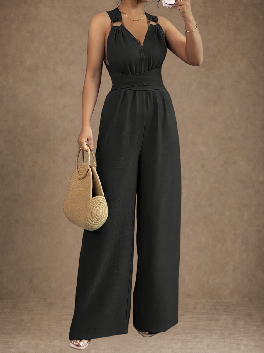 Wide-Leg Ring Detail Jumpsuit