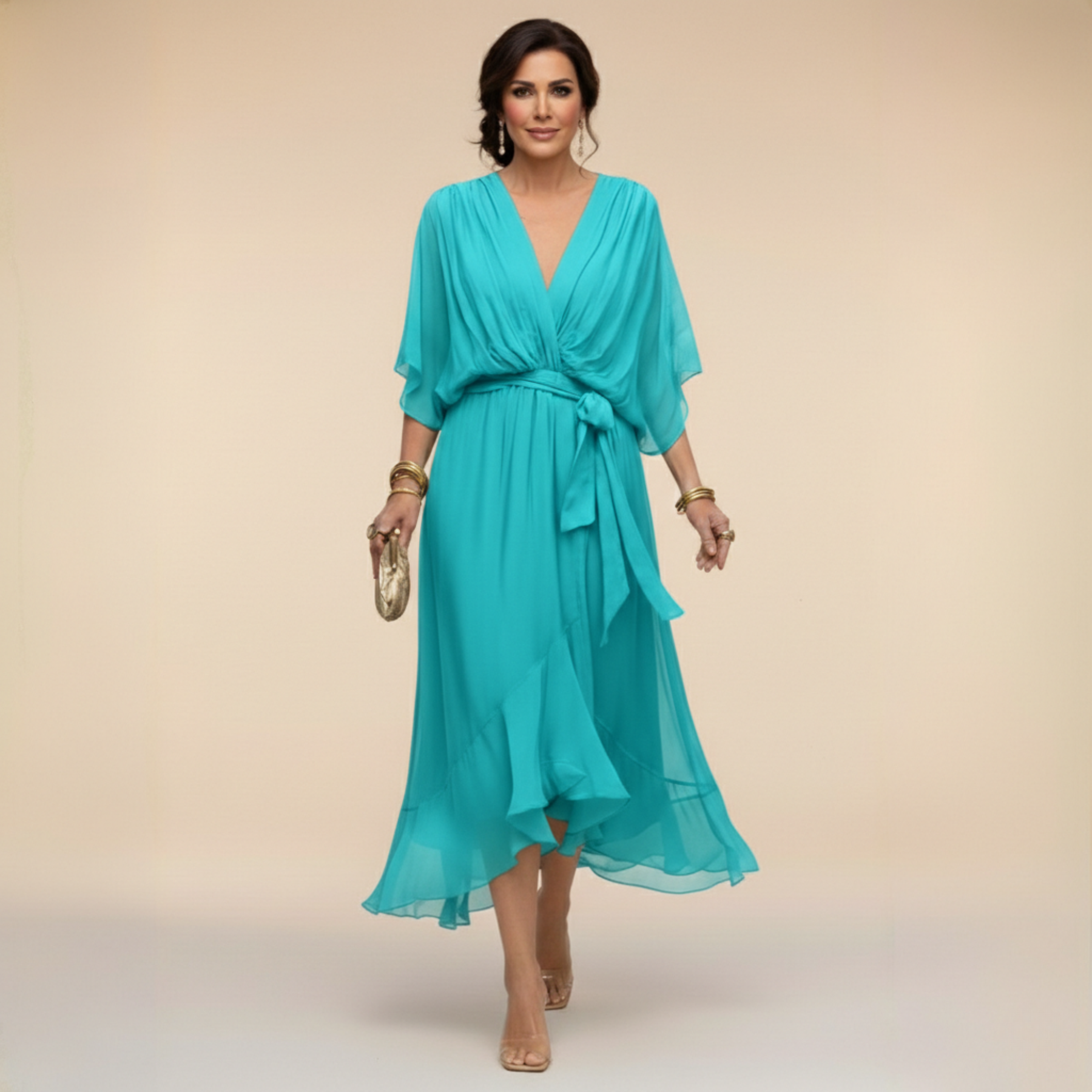 Opal™ | V-Neck Elegant Midi Dress