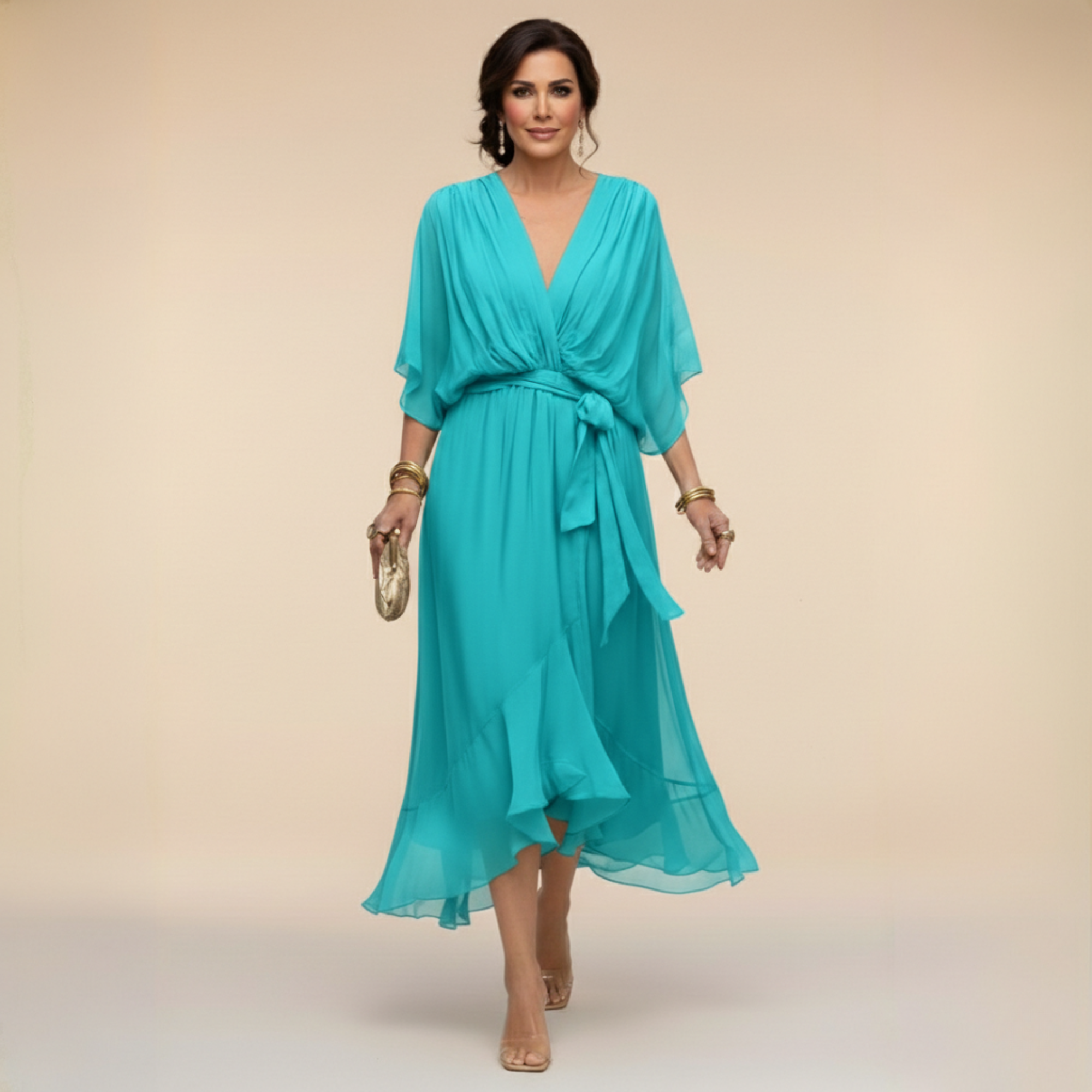 Opal™ | V-Neck Elegant Midi Dress