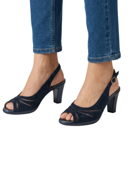 Heather | Elegant Rhinestone Peep Toe Slingback Heels