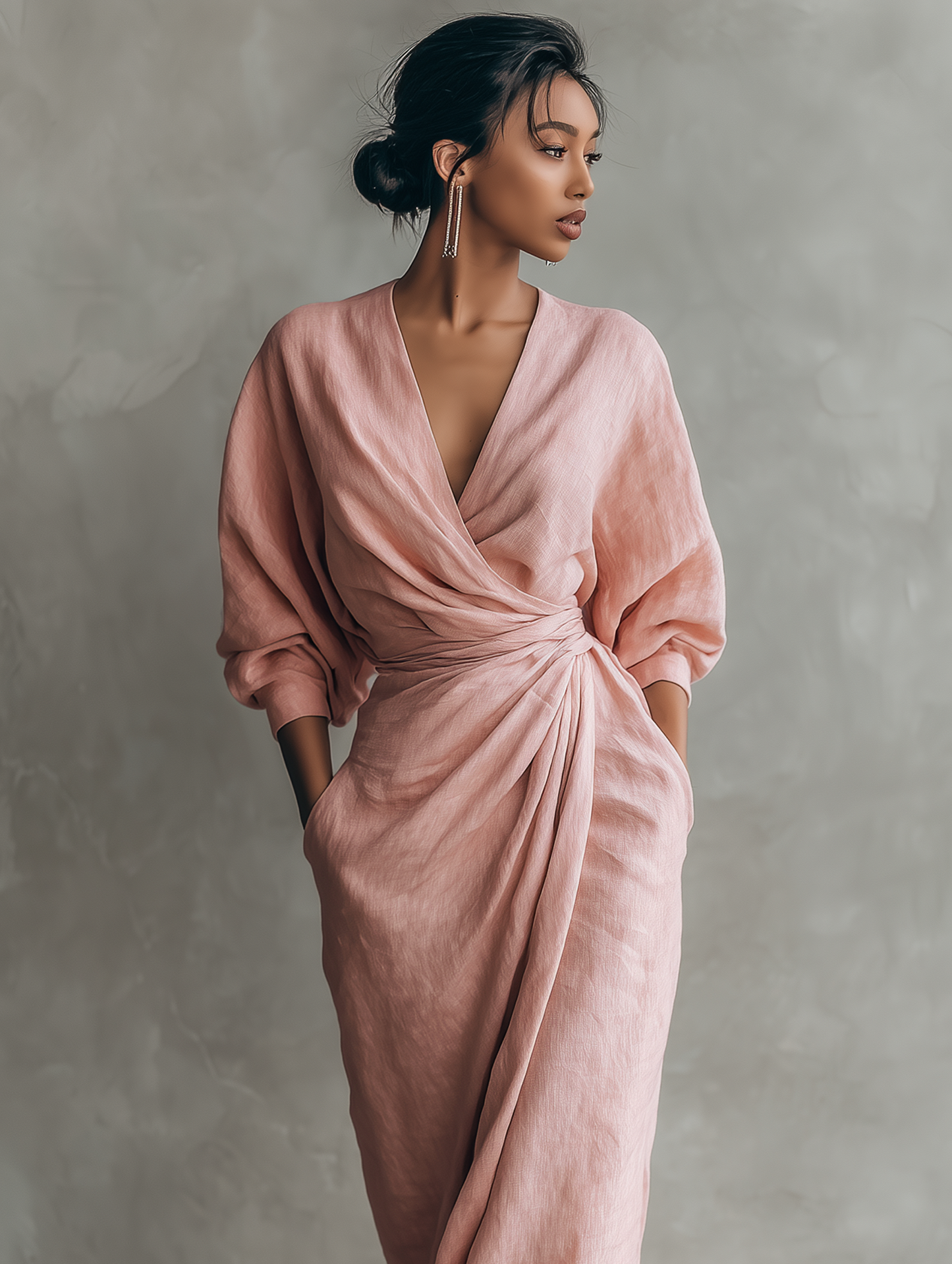 Roxa | Pink V-Neck Maxi Dress