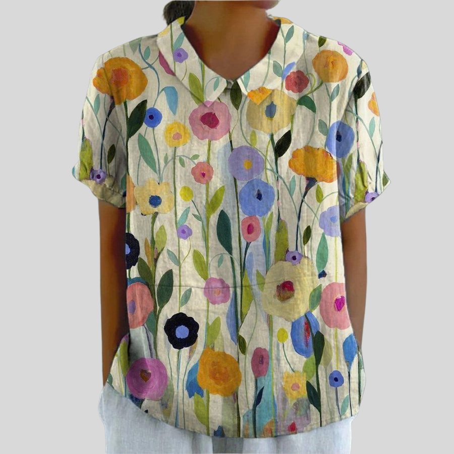 Solène | Floral Graphic Blouse - women's blouse