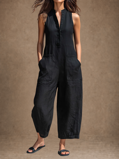 Airy Minimalist Button-Up Jumpsuit