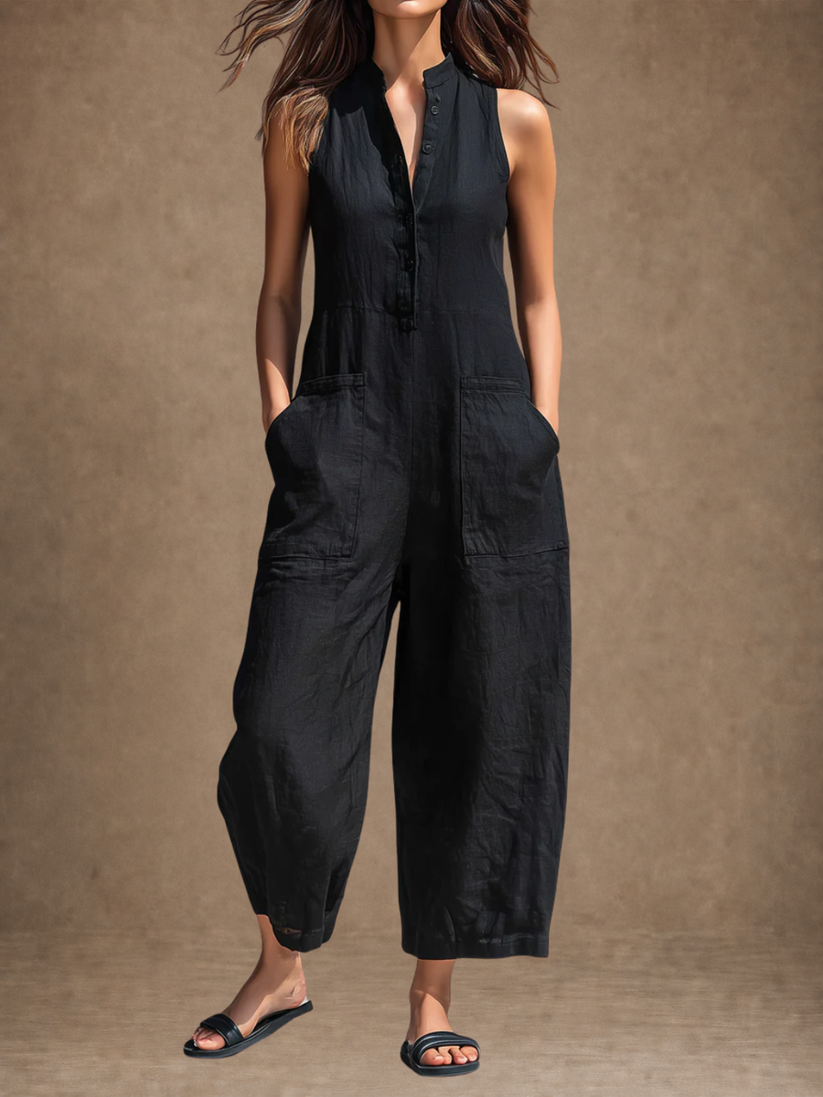 Airy Minimalist Button-Up Jumpsuit
