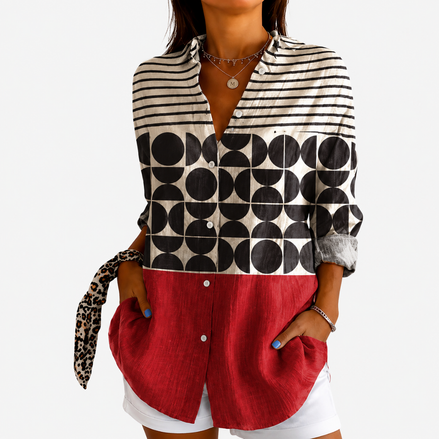 Connie | Modern Pattern Button Blouse