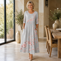 Silver Blossom Retreat Midi Dress