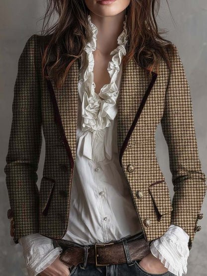 Serena | Vintage Houndstooth Tailored Blazer