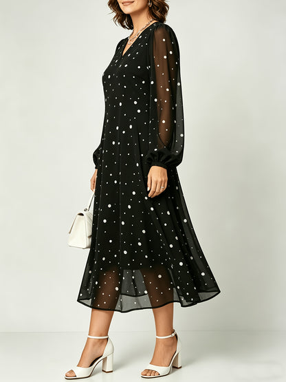 Naomi | V-Neck Polka Dot Chiffon Dress