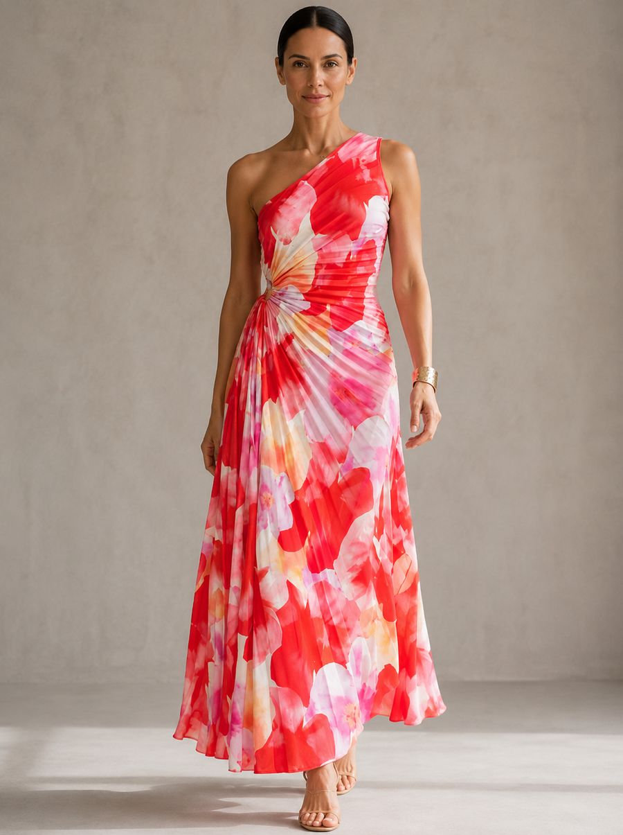 Yanira | One-Shoulder Pleated Dress