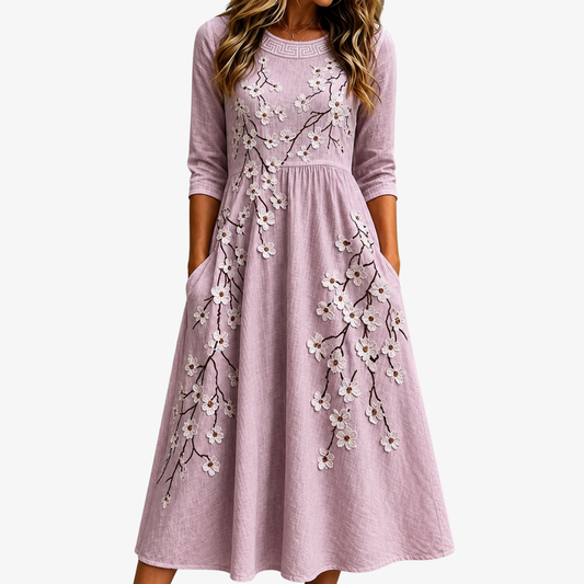 Matilda | Blushing Orchard Floral Midi Dress
