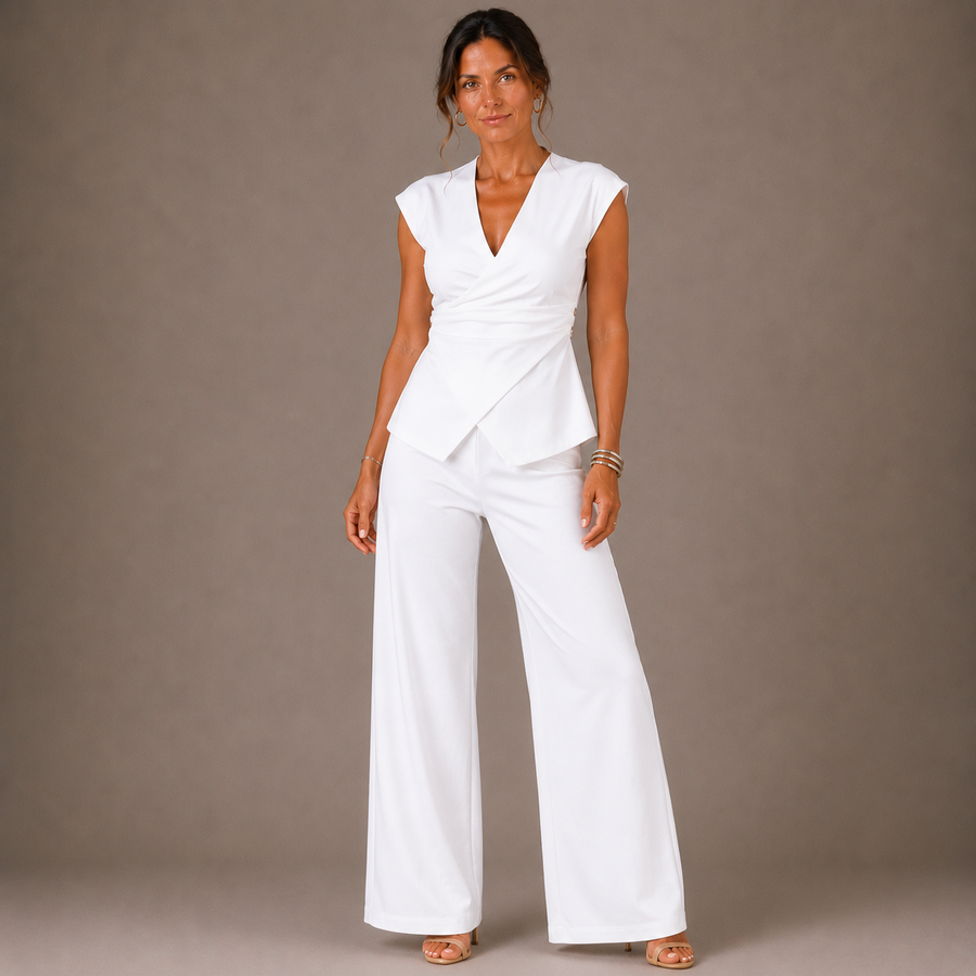 ABIGAIL | Elegant women's set V-neck top and trousers