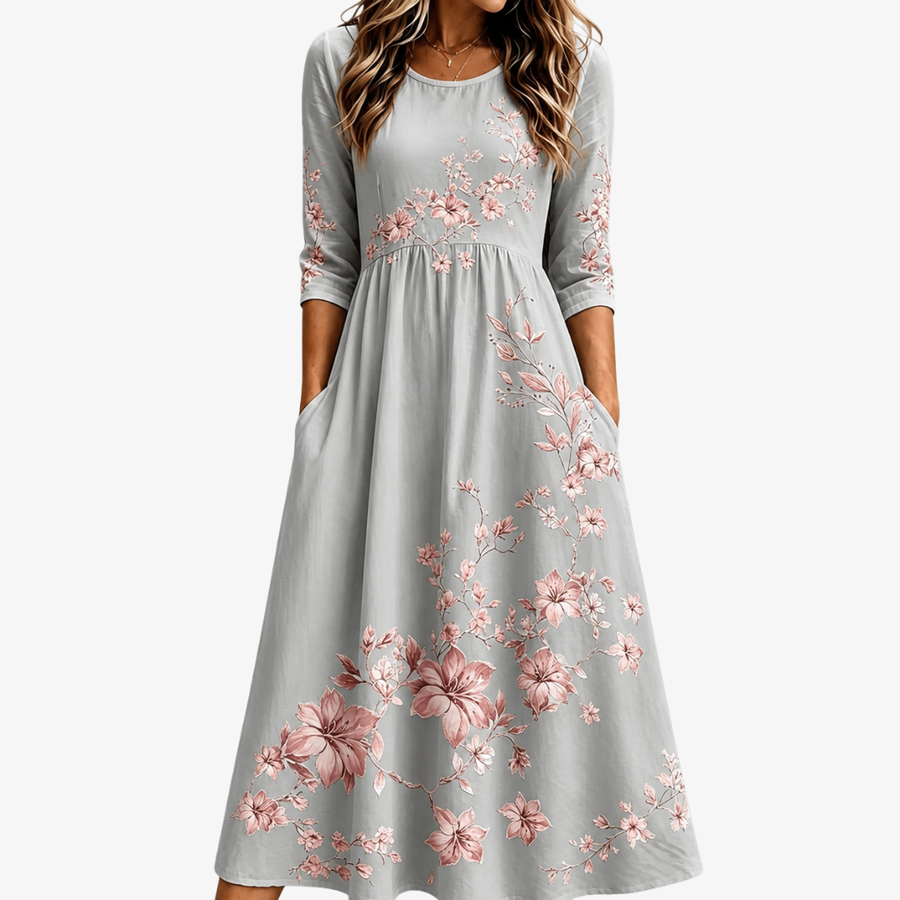 Retraite Silver Blossom Midi Dress - women's midi dress
