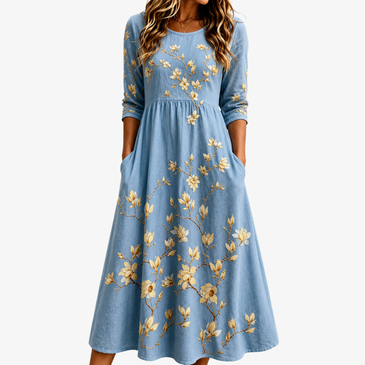 Freya | Bluebell Meadow Pocket Midi Dress