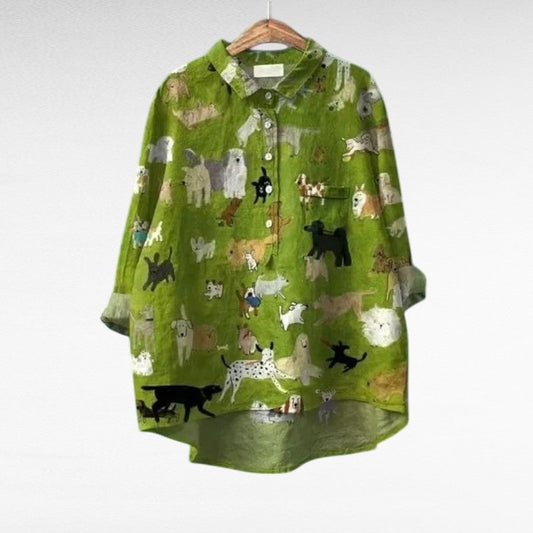 Cécile | Playful Animal Blouse - women's blouse