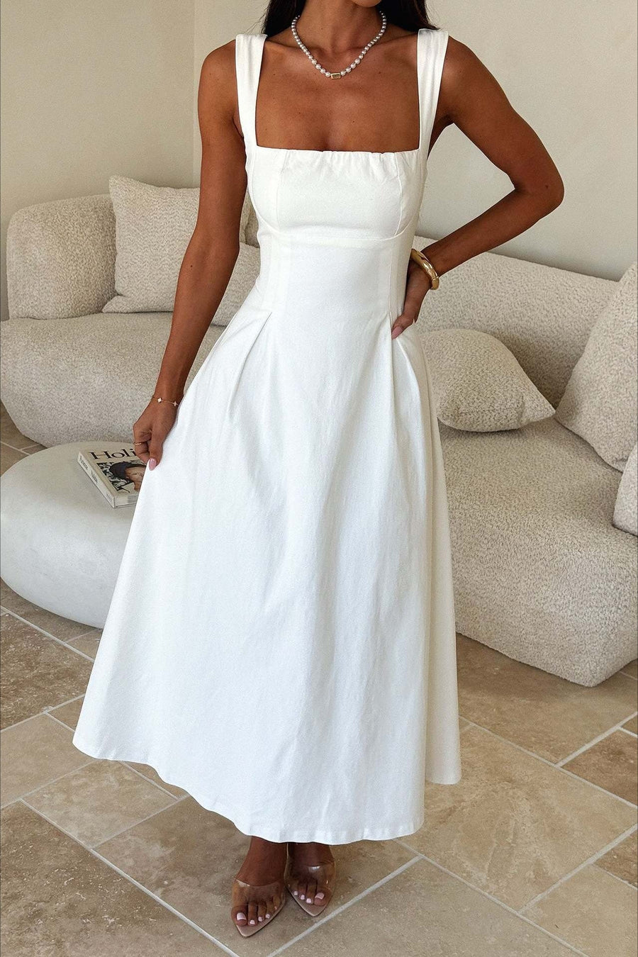 Waist Cinched Strap Vacation Dress
