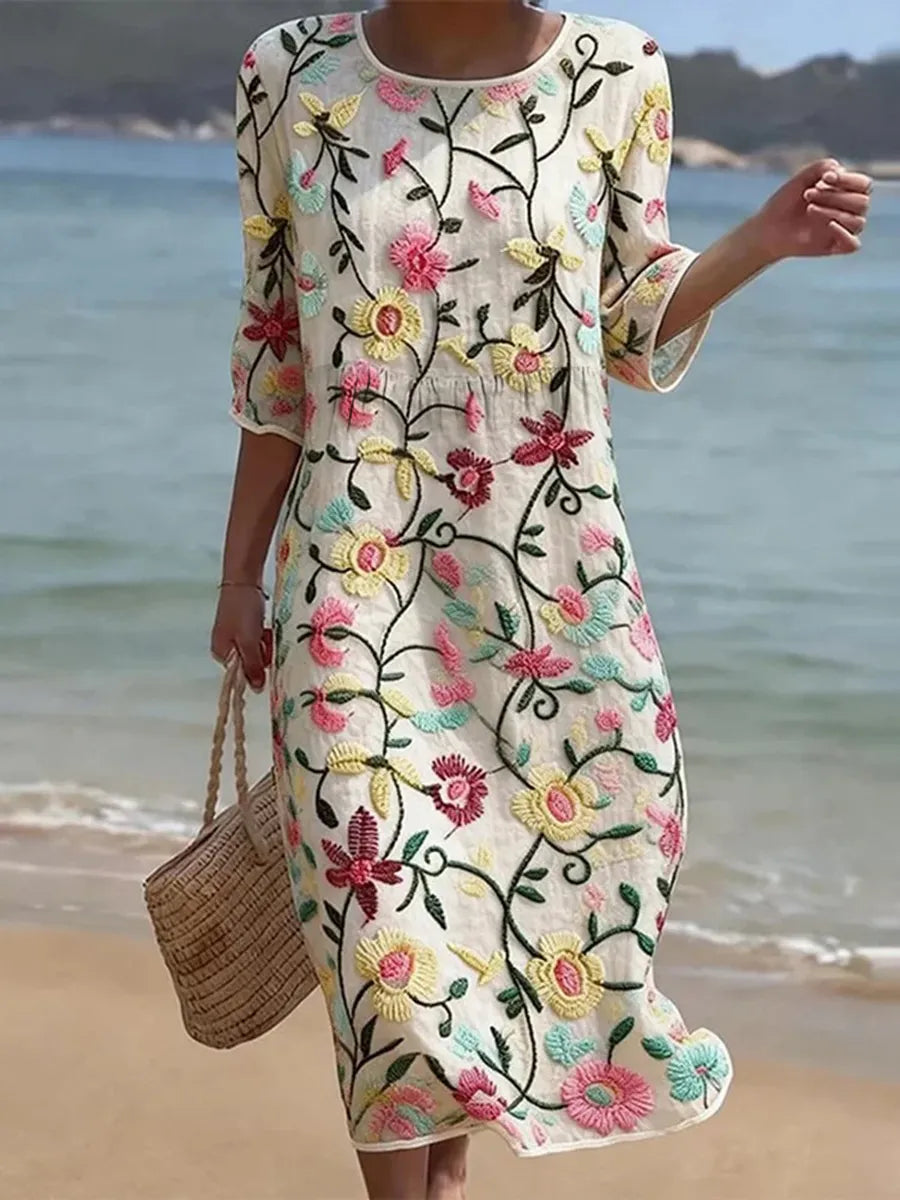Erica | Elegant Floral Midi Dress