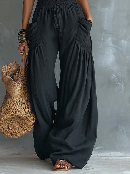 Liza | Retro Lace Halter-Neck Jumpsuit With Pockets