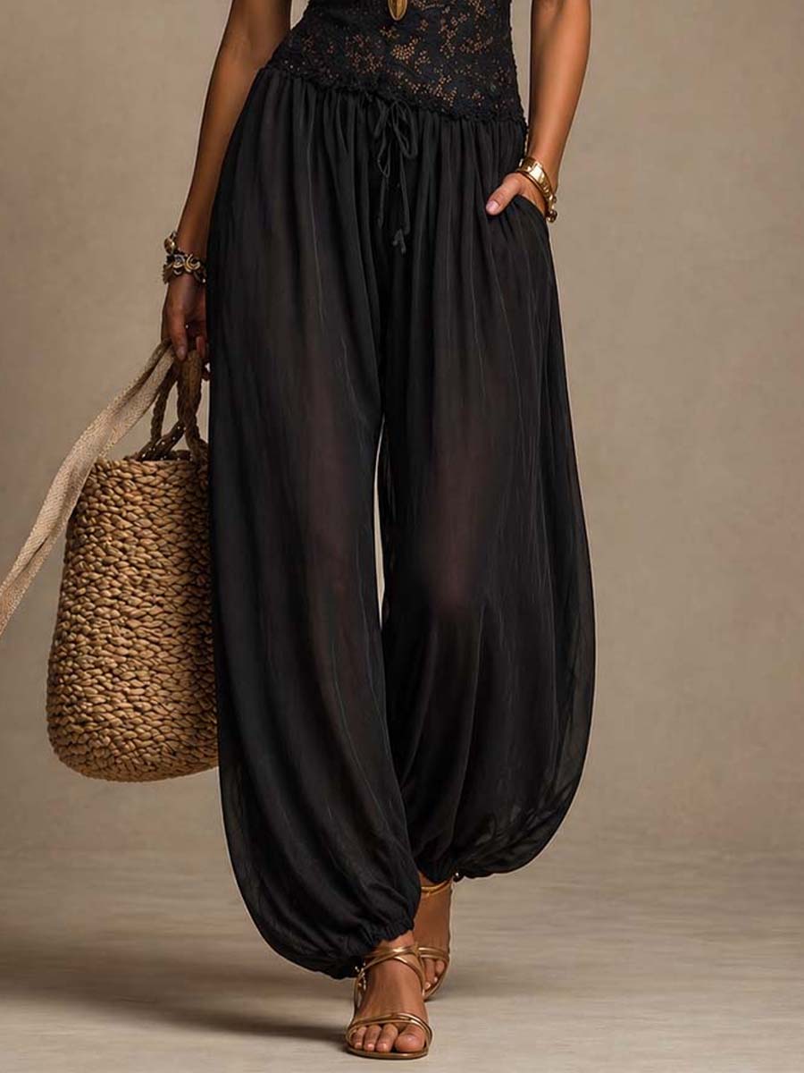 Black Lace Halter Harem Jumpsuit