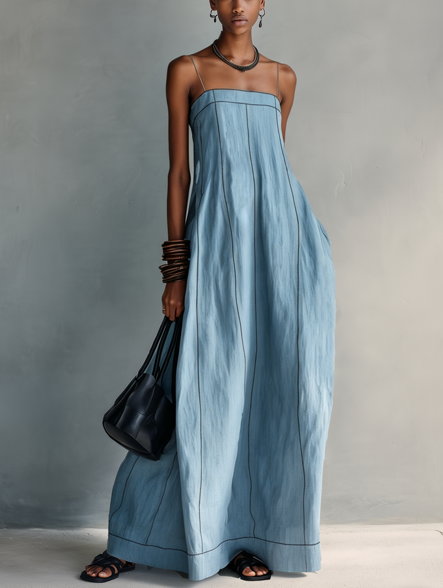 Antonia | Blue Cold Shoulder Maxi Dress