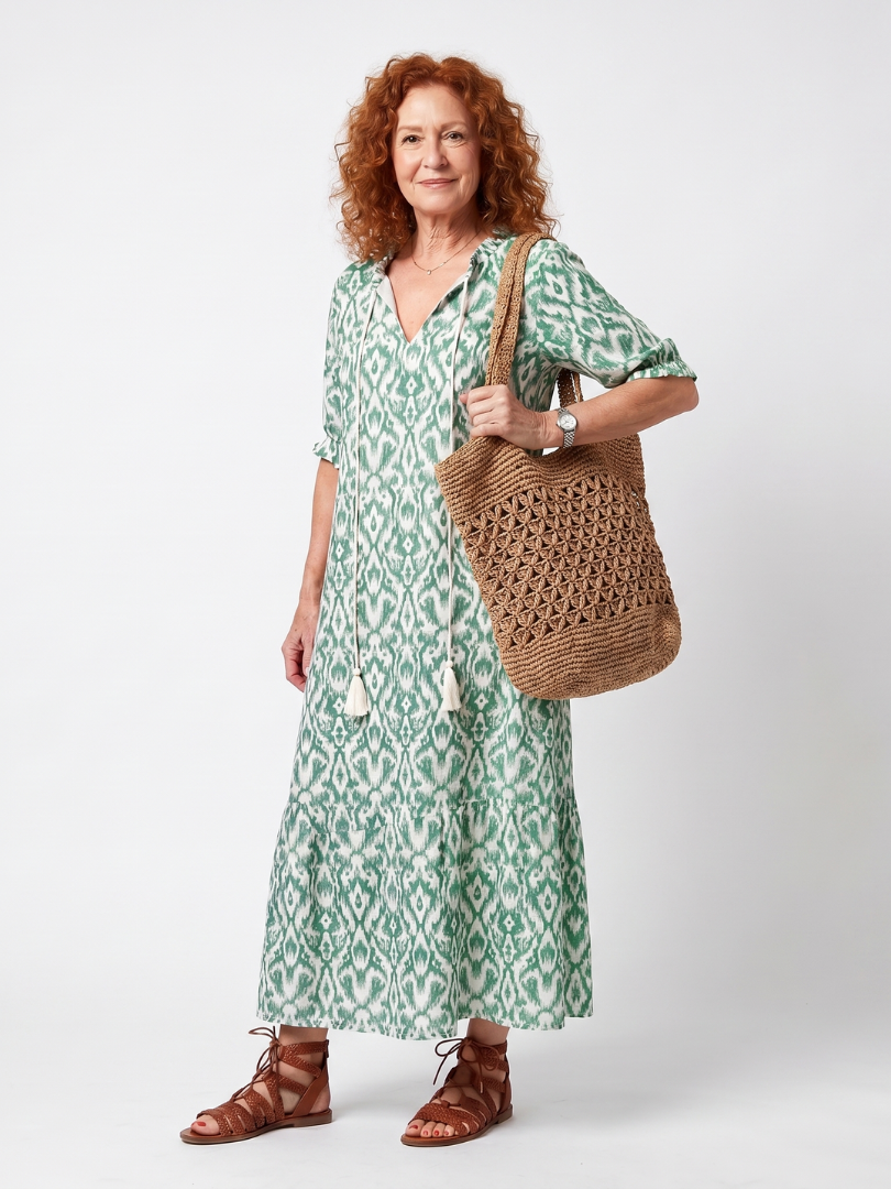 Ilara | Robe Midi à Nouer Col V Imprimée