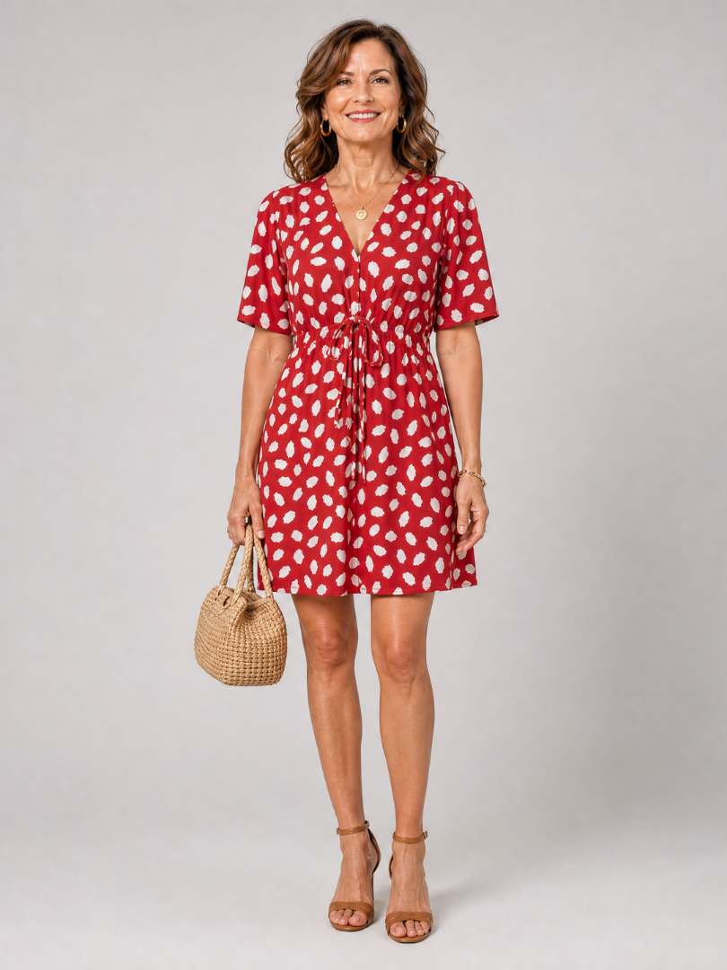 Newmal | Printed Button Front Mini Dress