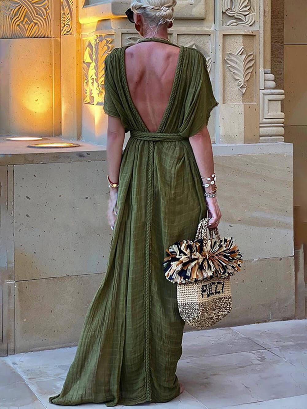 Elena | Draped Kimono Cover-Up Maxi Dress