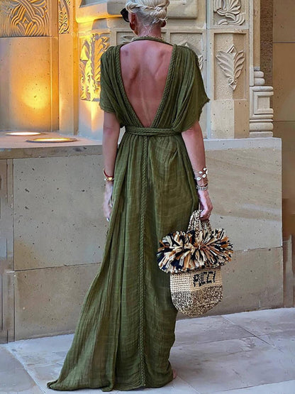Elena | Draped Kimono Cover-Up Maxi Dress