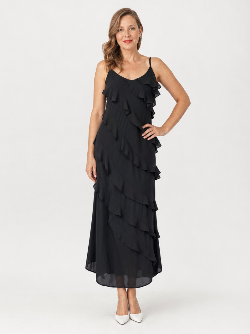 Riper | Spaghetti Strap Layered Ruffle Detail Maxi Dress