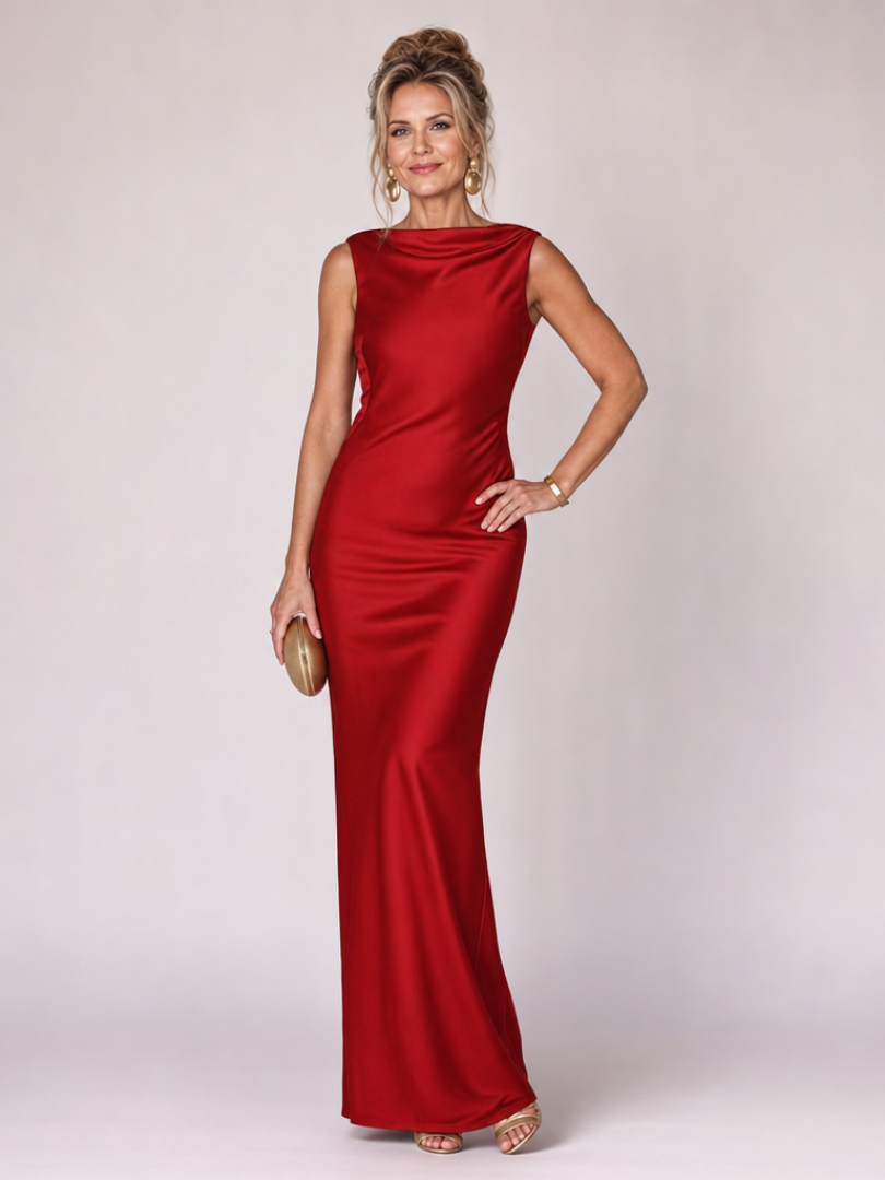 Virella | Sleeveless Boat Neck Fitted Maxi Dress