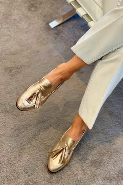 Donatella | Gold Tassel Loafers