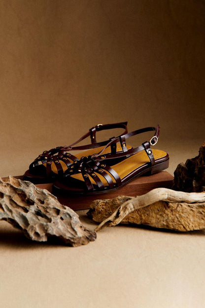 Bianca | Metallic Studded Earth Sandals